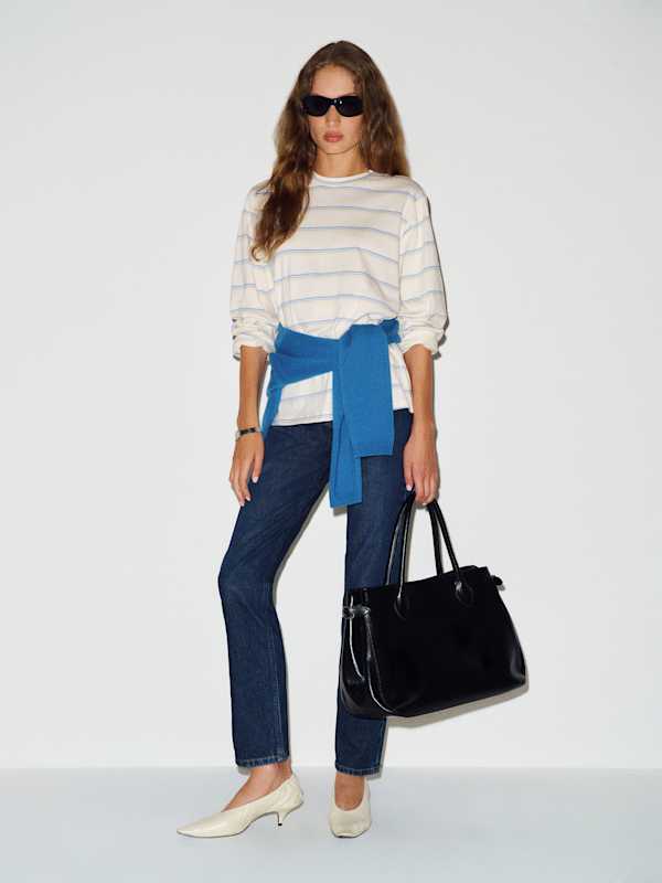 Asher Oversized Long Sleeve Tee - Oceanside Stripe