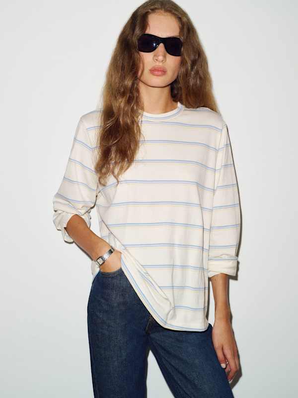 Asher Oversized Long Sleeve Tee - Oceanside Stripe