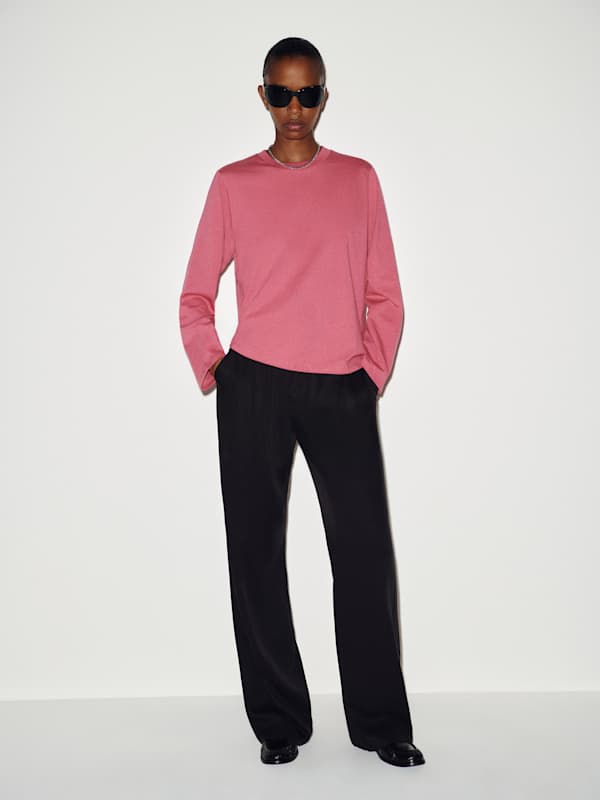 Asher Oversized Long Sleeve Tee - Strawberry Wine