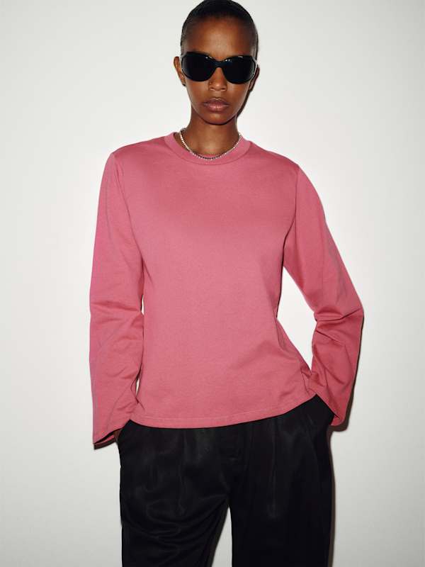 Asher Oversized Long Sleeve Tee - Strawberry Wine