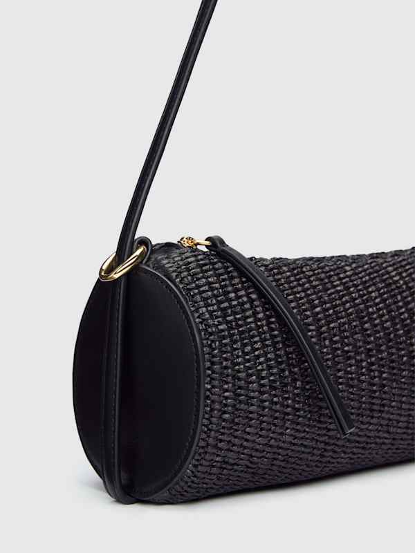 Simona Cylinder Bag - Black Raffia