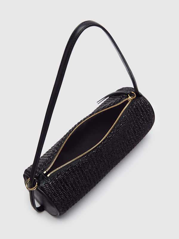Simona Cylinder Bag - Black Raffia