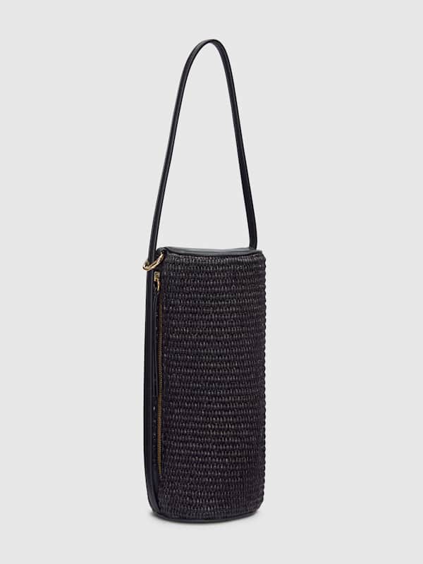 Simona Cylinder Bag - Black Raffia