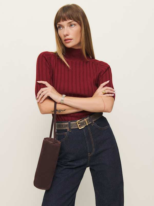 Simona Cylinder Bag - Espresso Suede