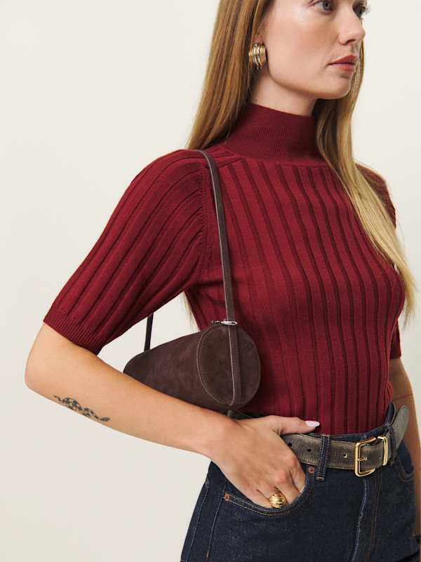 Simona Cylinder Bag - Espresso Suede