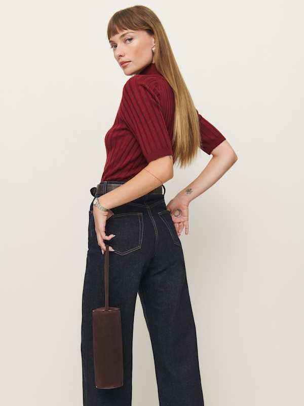 Simona Cylinder Bag - Espresso Suede