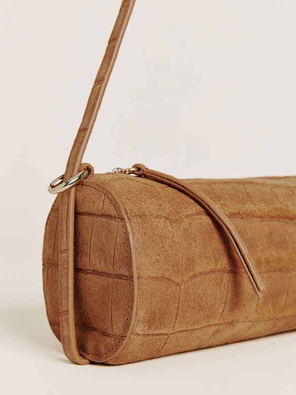 Simona Cylinder Bag - Sienna Embossed Suede