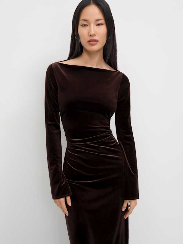 Donya Velvet Dress - Chocolate