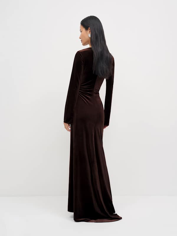 Donya Velvet Dress - Chocolate