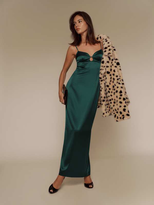 Sathia Satin Dress - Forest