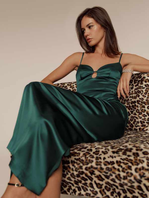 Sathia Satin Dress - Forest