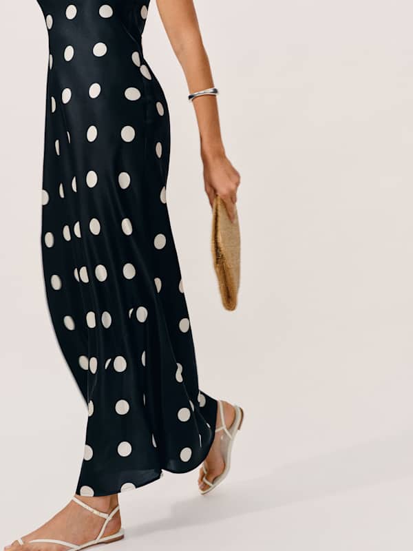 Petites Oren Silk Dress - Moon Dot