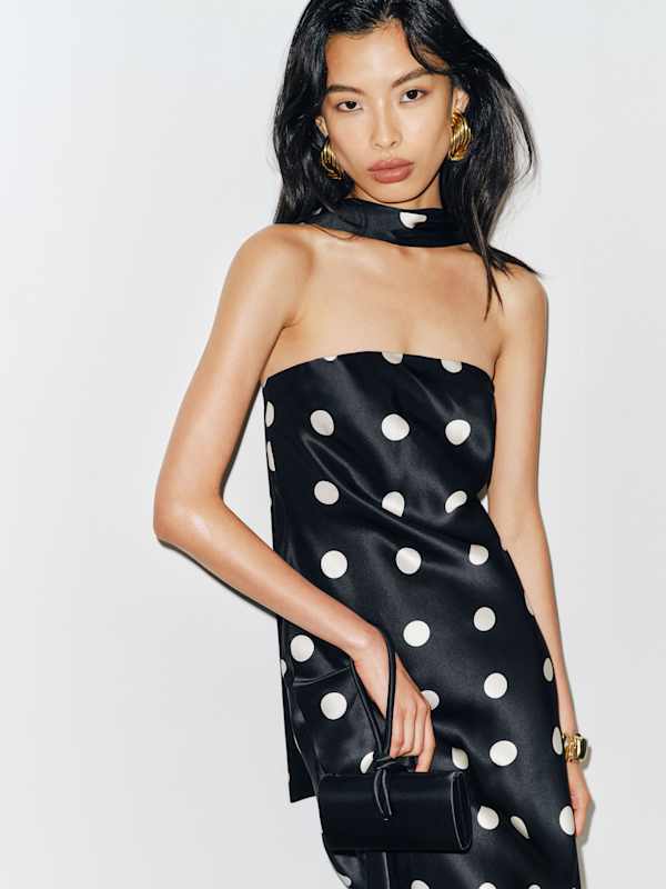 Petites Oren Silk Dress - Moon Dot