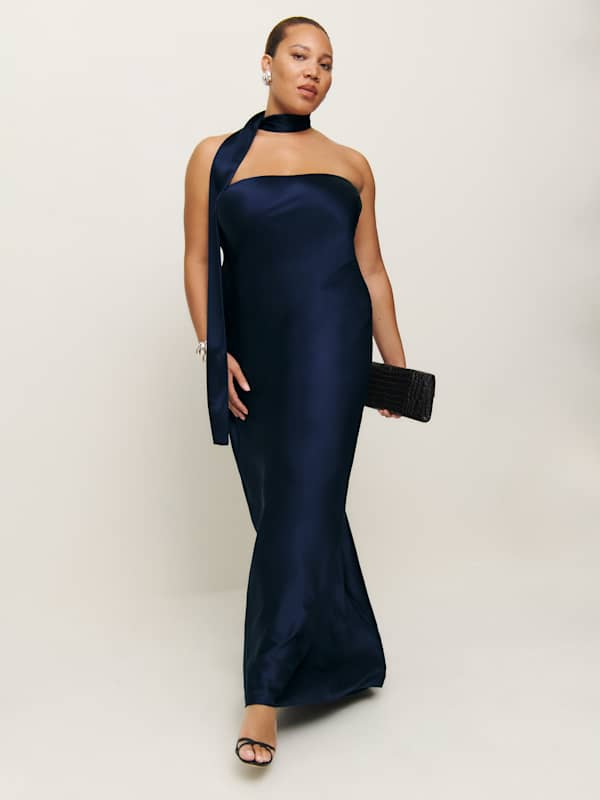 Oren Silk Dress Es - Navy