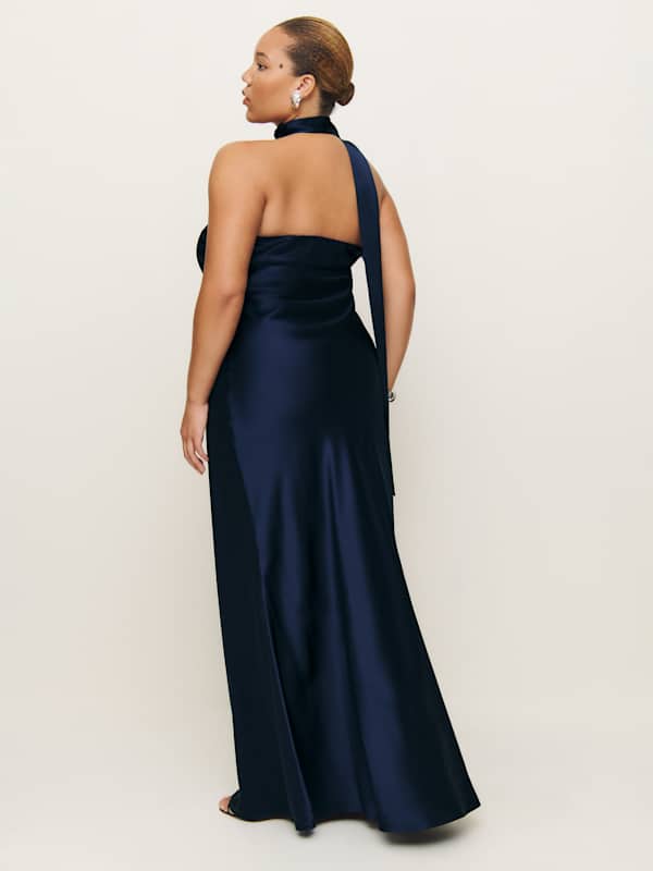 Oren Silk Dress Es - Navy