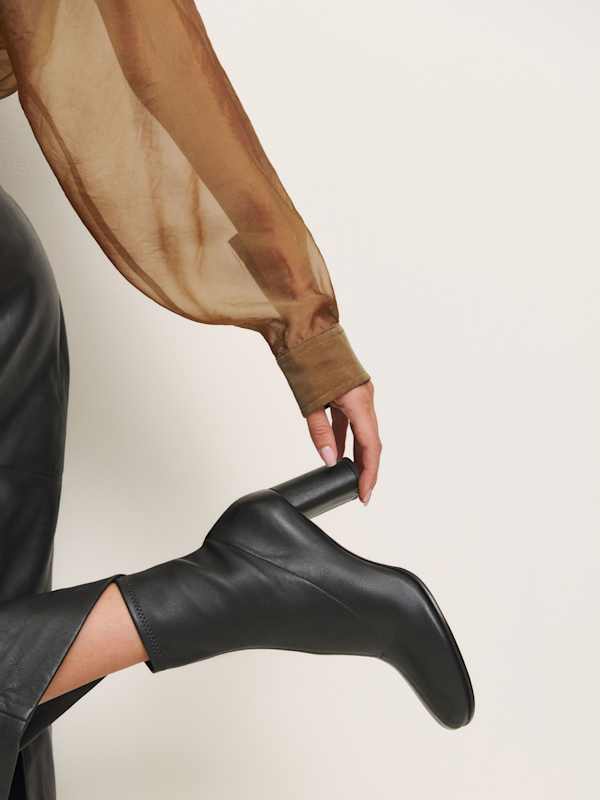 Presley Ankle Boot - Black Stretch Leather