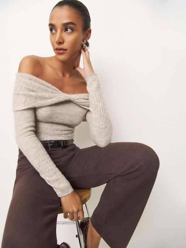 Florie Twist Front Sweater - Barley