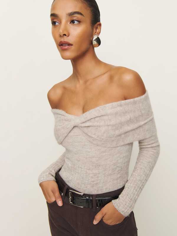Florie Twist Front Sweater - Barley