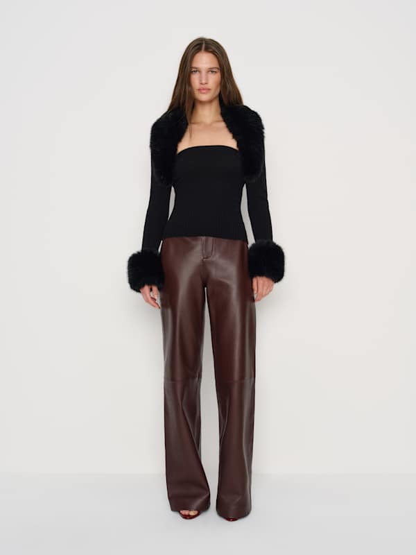 Clarissa Cashmere Faux Fur Bolero Set - Black