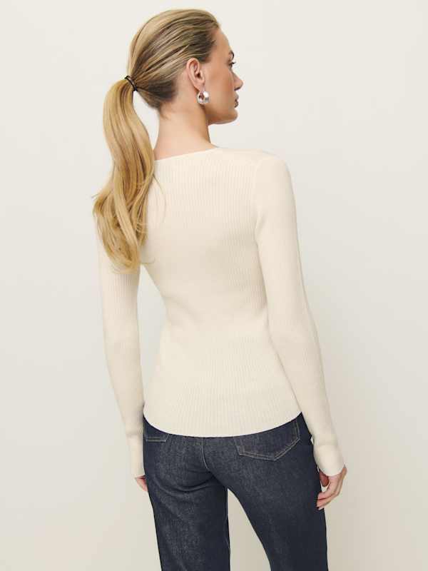 Valencia Regenerative Merino V-neck - Cream
