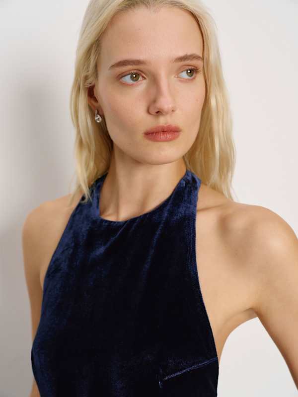 Avielle Velvet Dress - Navy