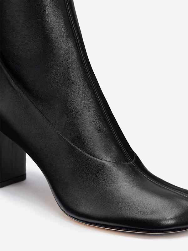 Belinda Knee High Boot - Black Stretch Leather