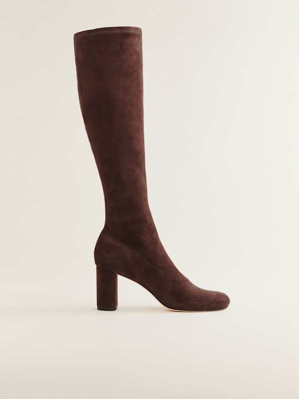 Belinda Knee High Boot - Oak Stretch Suede