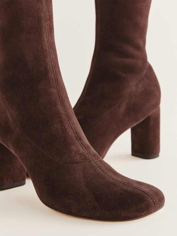 Belinda Knee High Boot - Oak Stretch Suede