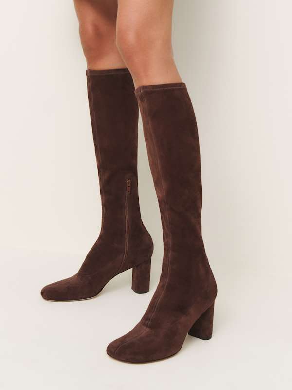 Belinda Knee High Boot - Oak Stretch Suede