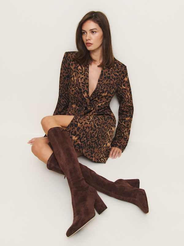Belinda Knee High Boot - Oak Stretch Suede