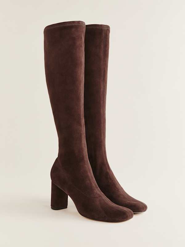 Belinda Knee High Boot - Oak Stretch Suede