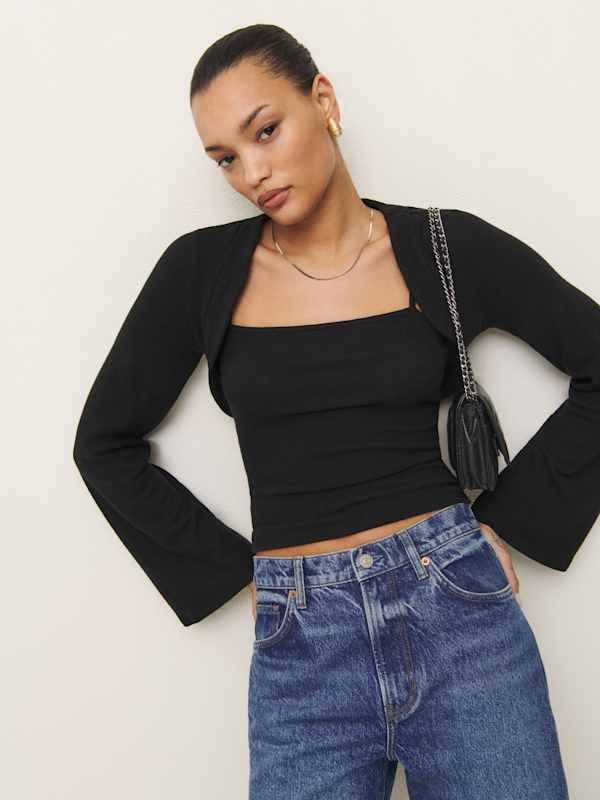 Chloe Knit Shrug Set - Black