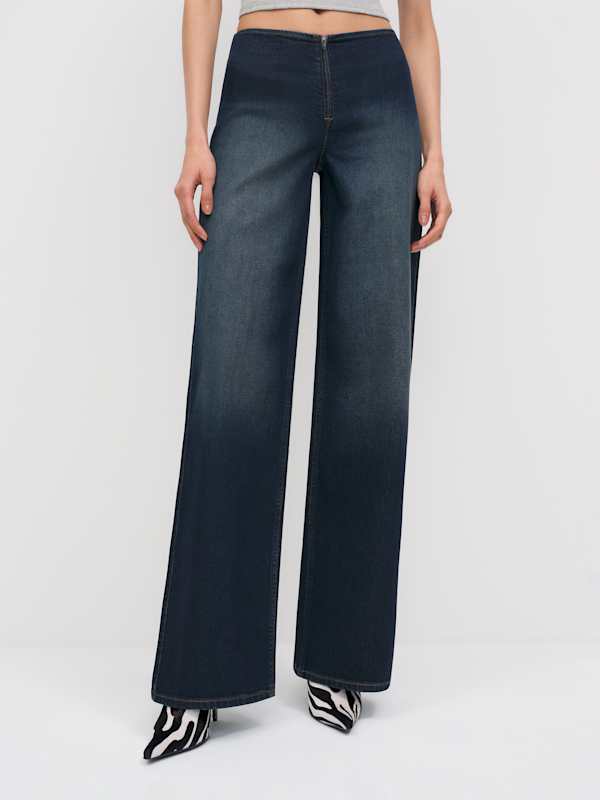 Greta Super Stretch Low Rise Wide Leg Jeans - Marella Zipper