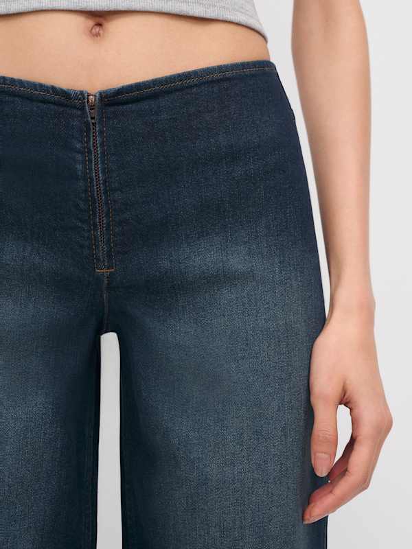 Greta Super Stretch Low Rise Wide Leg Jeans - Marella Zipper