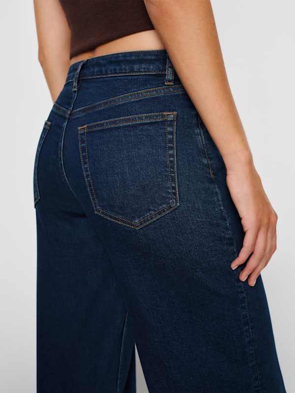 Greta Super Stretch Low Rise Wide Leg Jeans - Reservoir