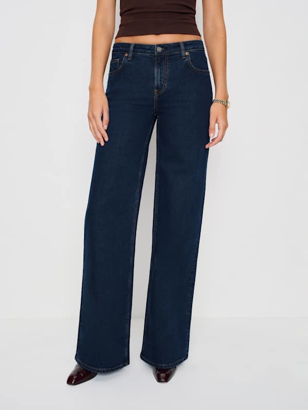 Greta Super Stretch Low Rise Wide Leg Jeans - Reservoir
