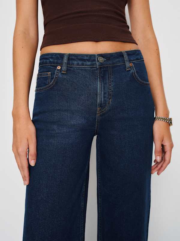 Greta Super Stretch Low Rise Wide Leg Jeans - Reservoir