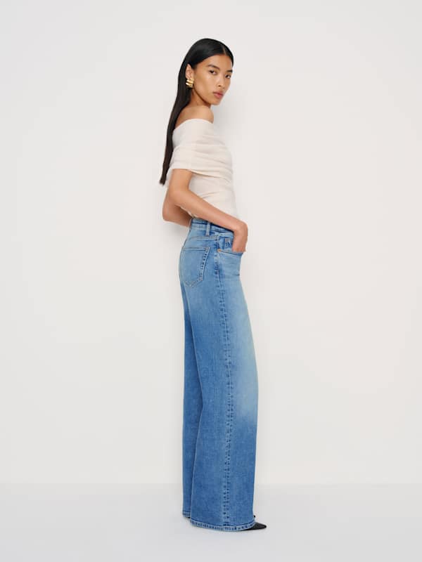 Greta Super Stretch Low Rise Wide Leg Jeans - Woods