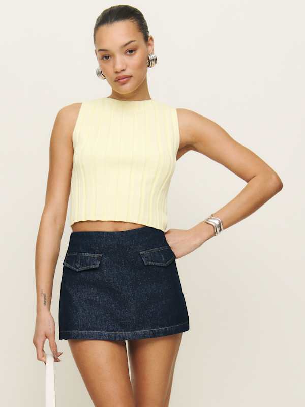 Imogen High Rise Denim Skort - Marion