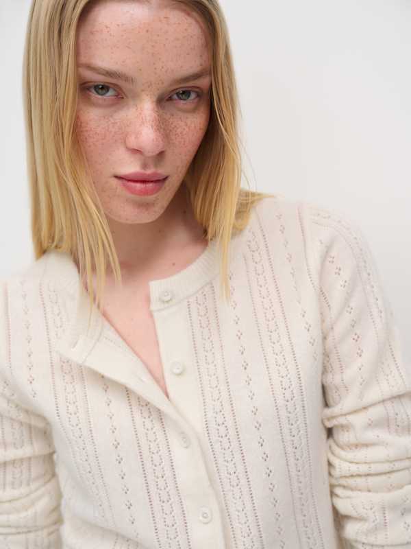 Hannah Crew Cardigan - Arctic Pointelle