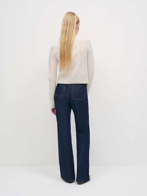 Hannah Crew Cardigan - Arctic Pointelle