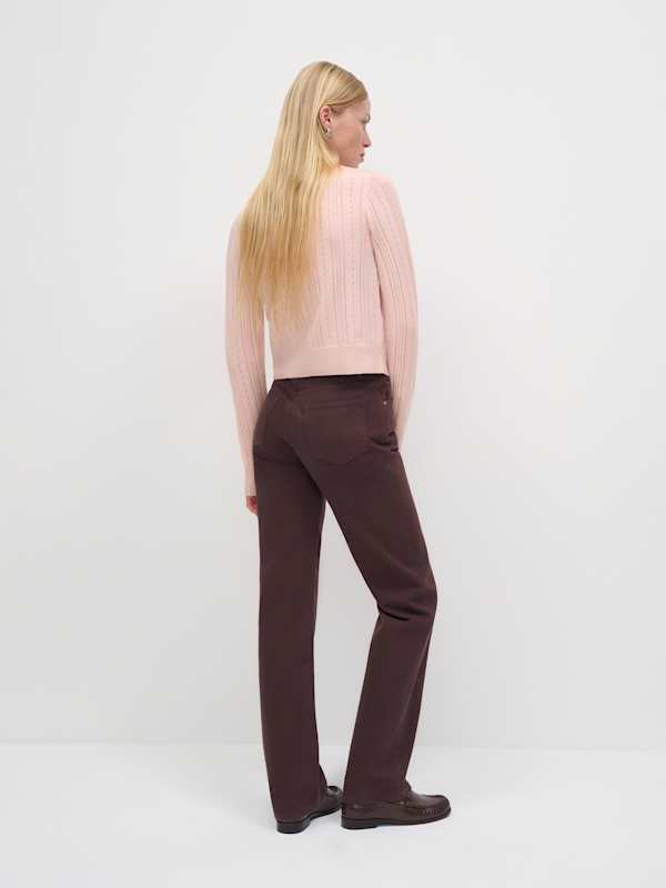 Hannah Crew Cardigan - Cherry Blossom Pointelle