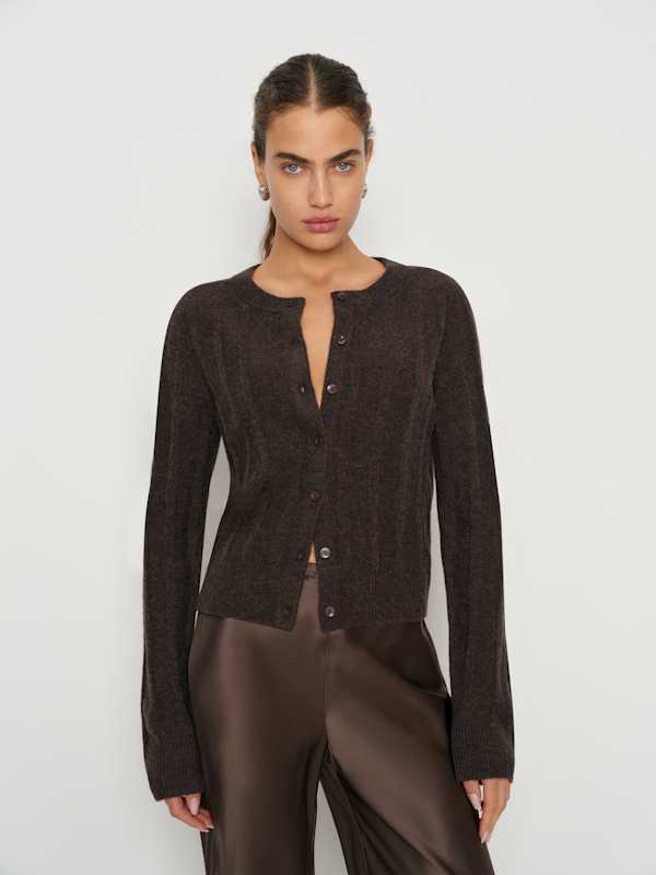 Hannah Crew Cardigan - Espresso