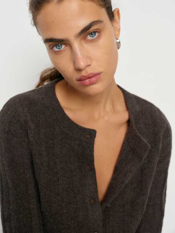 Hannah Crew Cardigan - Espresso
