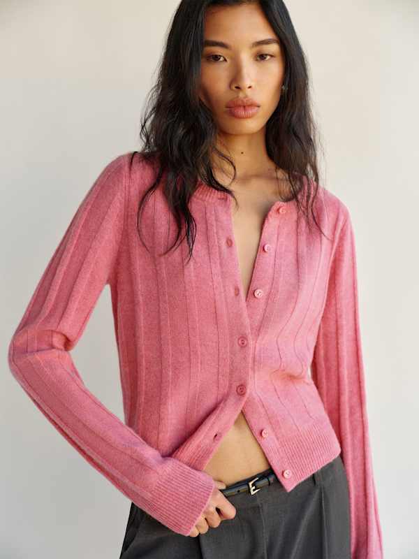 Hannah Crew Cardigan - Peony