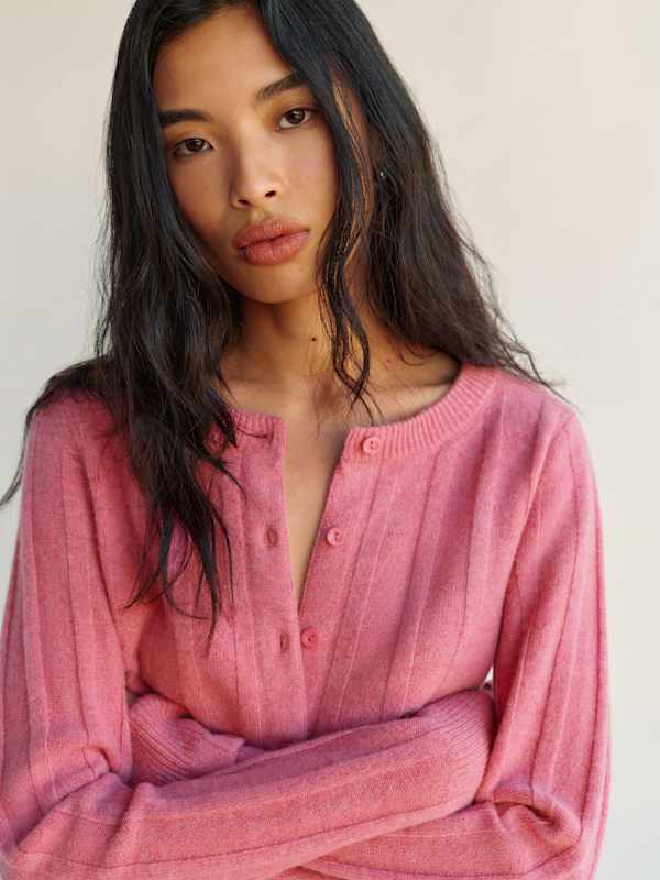 Hannah Crew Cardigan - Peony