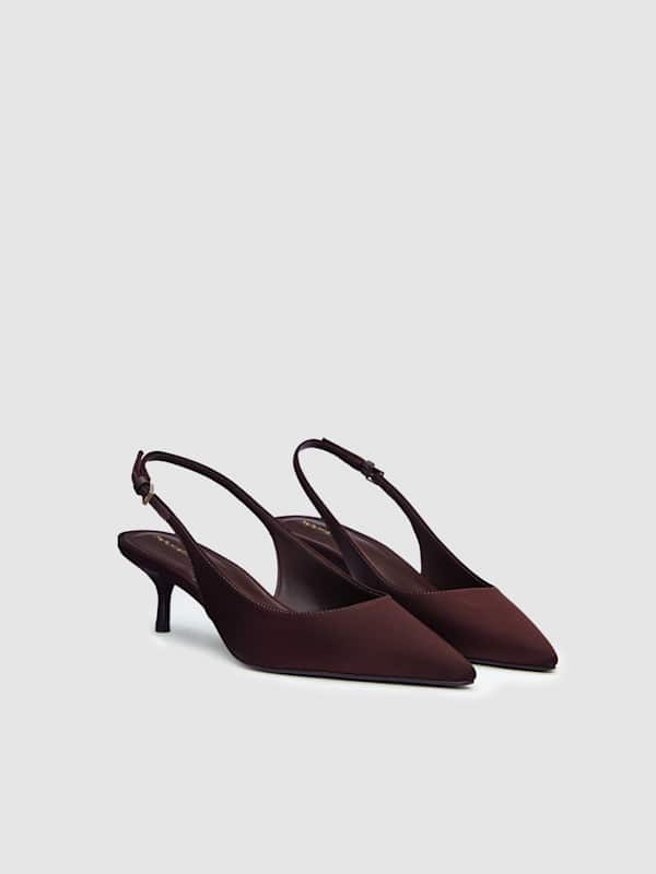 Wrenley Heeled Slingback - Cafe Satin