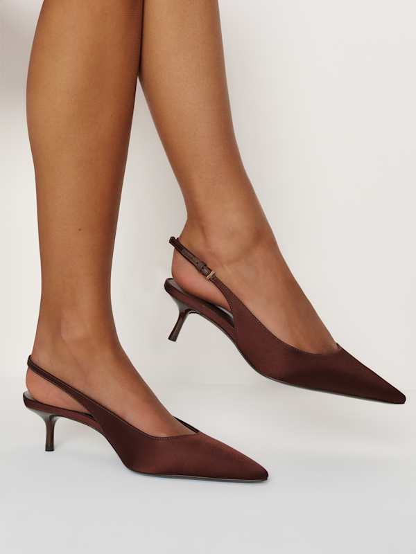 Wrenley Heeled Slingback - Cafe Satin