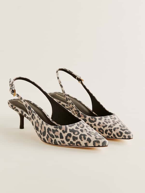 Wrenley Heeled Slingback - Leopard Suede