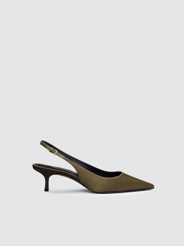 Wrenley Heeled Slingback - Pickle Satin
